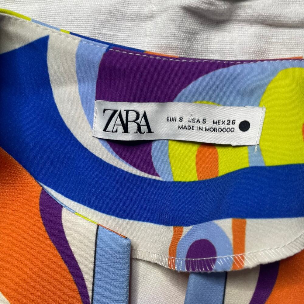 Zara Multicolored Printed Retro Sleeveless Dress Size Small Women's Colorful - Picture 6 of 6